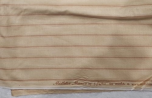 Mistletoe Manor By Moda Cotton Quilting Fabric 44"x2 Yards Cream Red Stripes - Picture 2 of 3