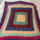  Handmade Crochet Knit Afghan Throw Blanket Multicolor Square 48X48