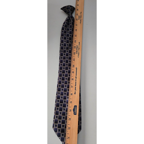 Puritanische 20" Krawattenklammer blau und weiß geometrisches Muster 100 % Polyester - Bild 2 von 6