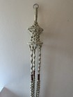 Vintage Macrame Plant Hangar 74” Jute Rope Wood Beads Boho Mid Century