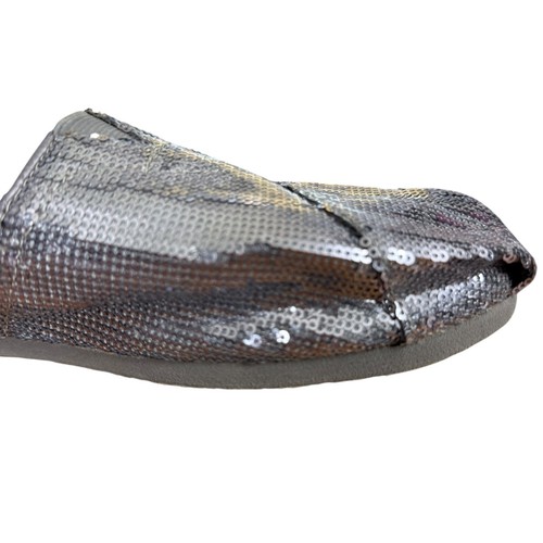 Zapatos mocasines clásicos sin cordones planos de lentejuelas plateadas Toms Alpargata para mujer talla 9,5 - Imagen 2 de 16
