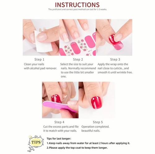 Nail Full Wraps Nail Polish Strips Glitter Self Adhesive Gel Nail Stickers 1Shee - Picture 5 of 13