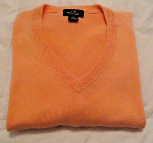 Brooks Brothers 346 Mens Sz XL Lt Orange Supima Cotton Pullover Sweater V-Neck - Picture 2 of 5