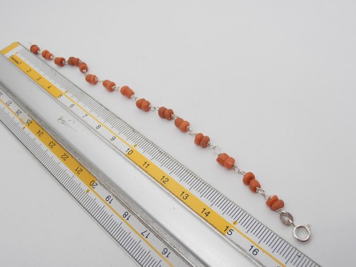 Braccialetto in Argento 925 con Corallo Arancione naturale - Bracciale - Foto 6 di 6