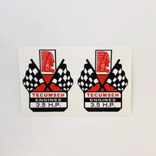 3.5 Hp TECUMSEH ENGINE DECALS x 2, Vinyl STICKERS for Mower, Go Kart, Etc.