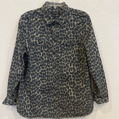Banana Republic Black and Tan Dillon Long Sleeve Button Down with Pockets Size L