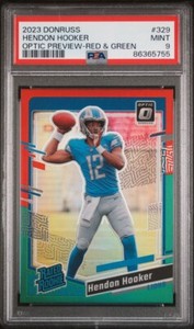 2023 Donruss Football Hendon Hooker Red Green Optic Rookie Preview PSA 9 #329