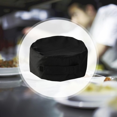 Chapeau de chef en maille noire avec mode sangle réglable parfait pour cuisiniers et boulangers