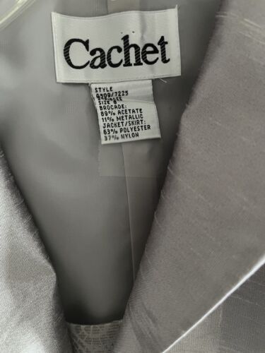 Vintage Cachet Silver Gray Formal Maxi Evening Dress Matching Jacket Size 8 - Picture 2 of 13