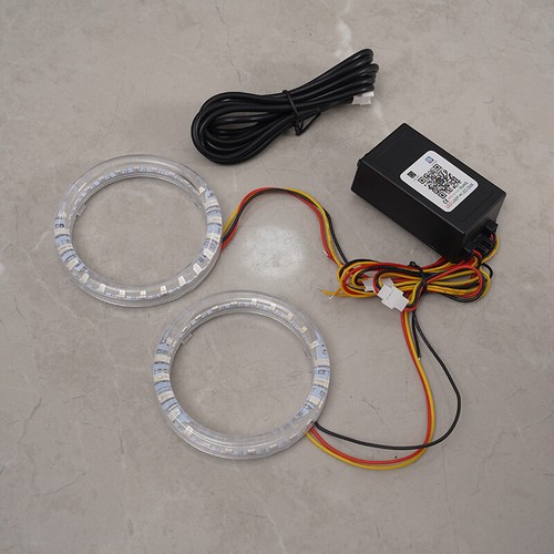 80mm Led Angel Eyes Cotton DRL Halo Rings RGB DRL Headlight with Turn Signal US - Picture 10 of 17
