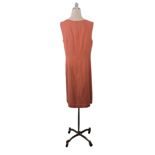 Tommy Bahama Silk Dress Size 12 Coral Orange Sleeveless V-Neck Lightweight Shift - Picture 8 of 9