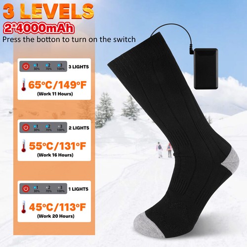 Electric Heated Socks Winter Thermal Warm Rechargeable Battery Skiing Hunting-US - Picture 30 of 81