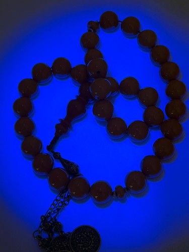 Unique Antique Germany Cherry Amber Rosary 33 سبحة مسكي خام الماني انتيك قلم حر - Picture 19 of 24