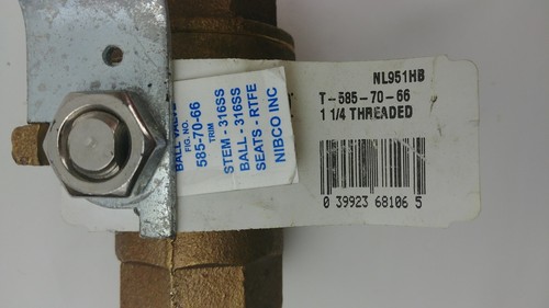 NIBCO 1-1/4" Threaded FNPT Bronze Ball Valve Inline T5857066 316SS Stem & Ball - Bild 6 von 7