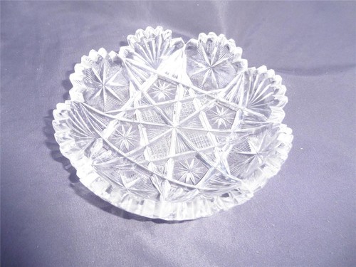 Plato de cristal de vidrio de corte brillante ABP arce ciudad t.B. Clark Co. Ventilador y estrella firmados - Imagen 4 de 10