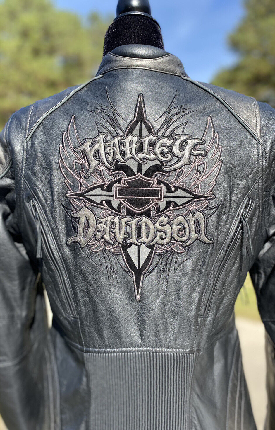 Harley Davidson Women SILVER SHADOW Leather Jacket Medium Black