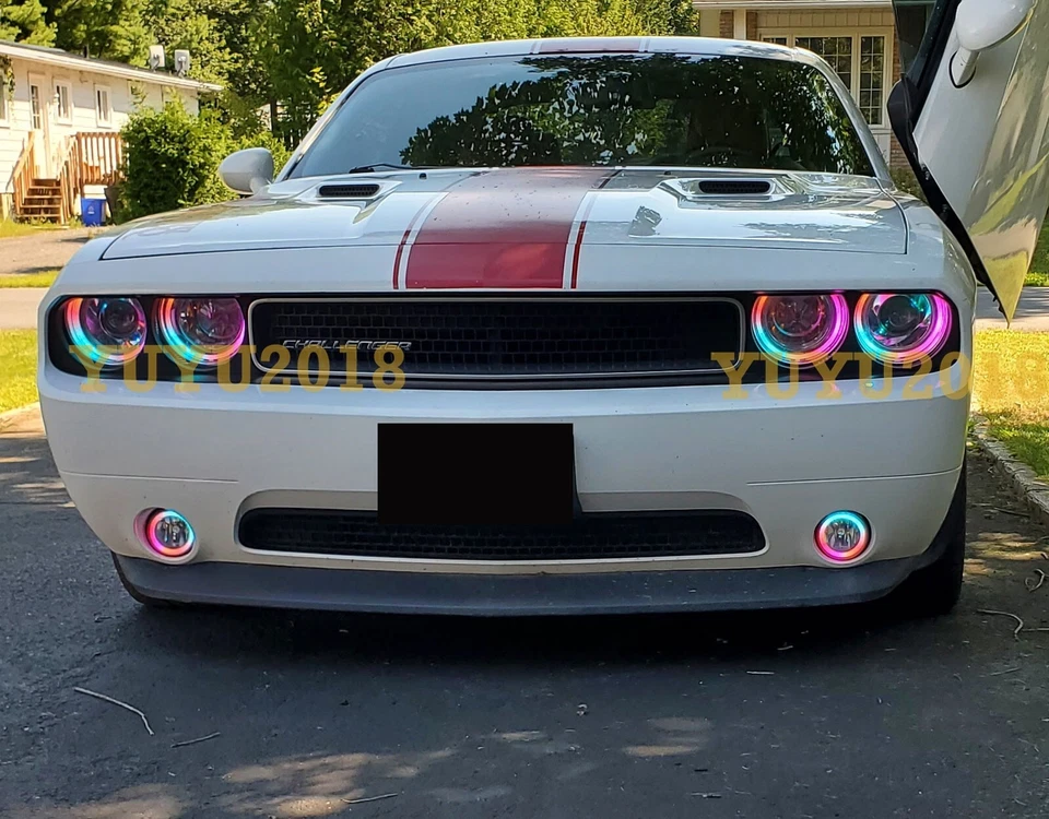 6x for Dodge Challenger 08-14 Dream color Chasing RGB halo ring multi color DRL - Image 2 of 4