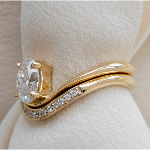Solid 14k Yellow Gold Oval Cut Diamond Engagement Ring Set 1.40 Ct IGI Lab Grown - Picture 6 of 14