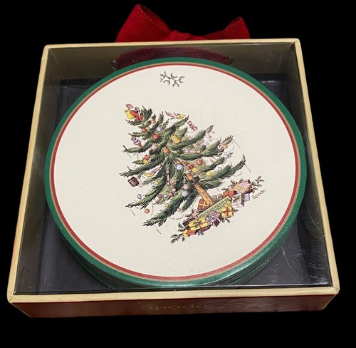 Set of 12 Spode Round 4" Christmas Tree Paper Cardboard Coasters Brand New - Picture 7 of 7