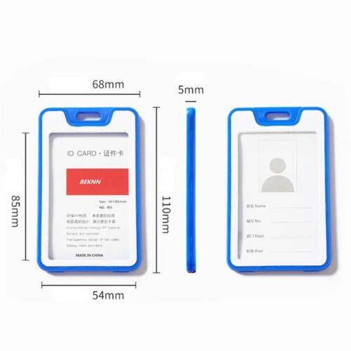 ID Badge Holder Hard Bus Pass Plastic Card Case Slim Lanyard Protector Durable B - Picture 3 of 16