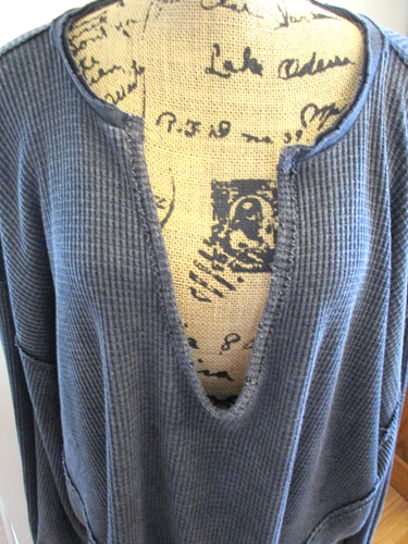 We the Free Women's Buttercup Waffle Thermal Top, Black Gray, Grunge, Size L - Picture 7 of 17
