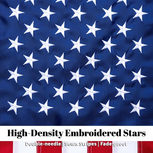 USA American Flag 5' x 8' Feet Embroidered Outdoor Heavy Duty Flags Durable - Picture 4 of 7