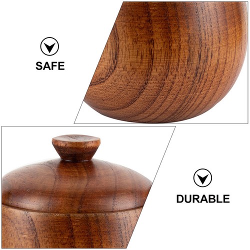 Salero de cocina jarra de condimentos de madera tazón de condimento de madera caja de sal - Imagen 4 de 12