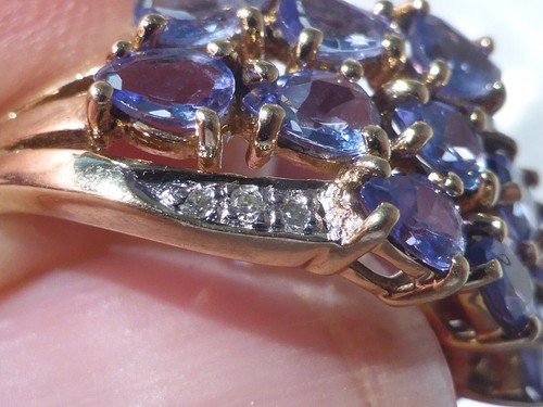 9ct Gold Tanzanite Diamond Ring UK Hallmark Size O Boxed - Picture 16 of 20