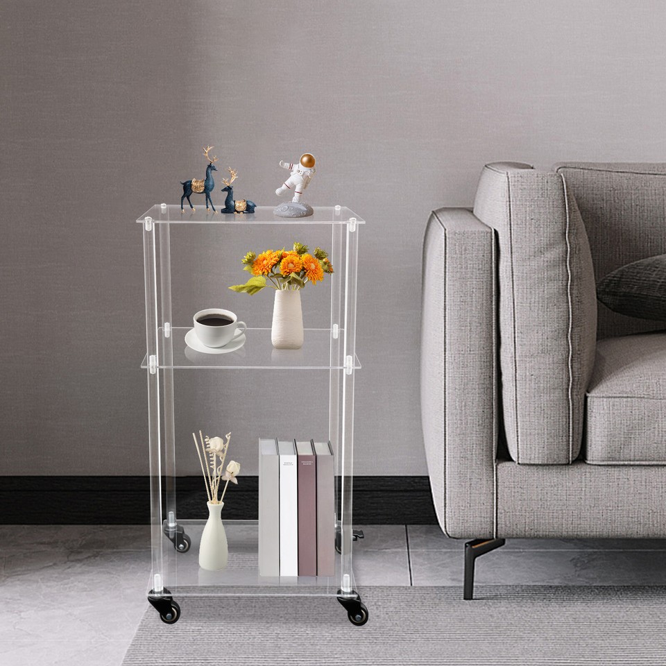 3Tier Mobile Clear Acrylic Printer Stand Storage Shelf Printer Table on Wheel eBay