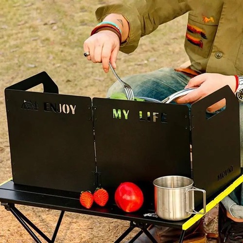 Camping Gas Stove Wind Shield Foldable Burner Cooking Windshield Outdoor Cooking - Picture 2 of 7