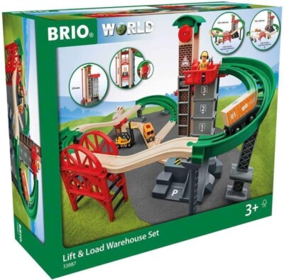 Brio World 33887 Lift Load Warehouse Set 32 Piece Interactive Toy Vehicle Set