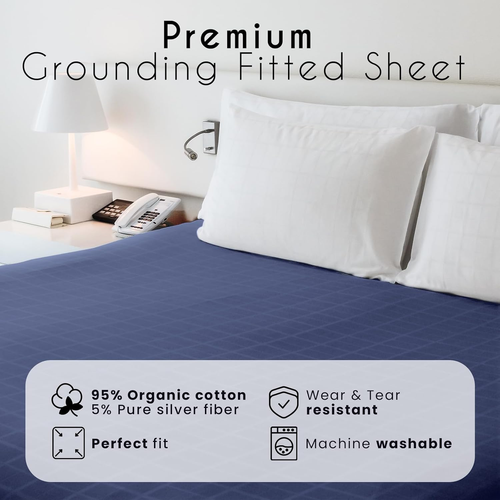 Grounding Fitted Sheet Queen Size, Earthing Sheets - Pure Silver Fiber & Organic - Picture 2 of 12