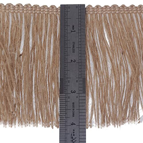 Burlap Fringe Trim Tassel Jute Lace 4 Inch Width 5 Yards Long for Clothes Acc... - Picture 3 of 7