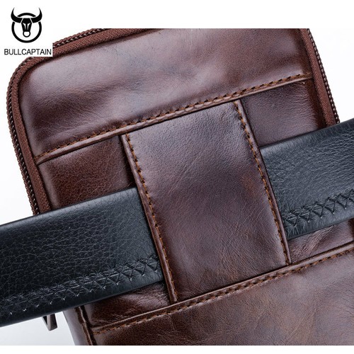 Vintage Leather Men's Waist Bag Mobile Wallet Pocket Travel Belt Waist Bag - Bild 5 von 15