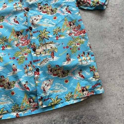 Blue Hawaiian Shirt Cotton Multicolor Men’s Size M Made In Hawaii USA - Picture 4 of 16