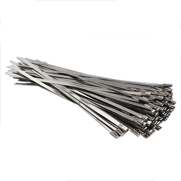 100PCS 4.6x200mm Stainless Steel Exhaust Wrap Coated Locking Cable Zip Ties - Picture 3 of 5