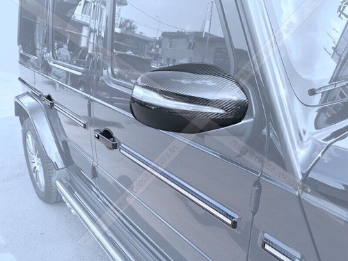 2pcs Glossy Carbon Fiber Side Mirror Cap For Benz W464 W463A G-Class Wagon G63 - Picture 8 of 9