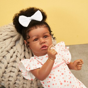 22/'/' Reborn Baby Girl Doll Full Body Vinyl Black African American Kids Gift Bath