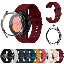 Silicone Strap Watch Band + Bling Case Cover For Samsung Galaxy Watch 4 40/44mm