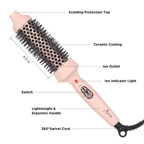 Aima Beauty Ionic Model HT018D Hot Brush Curling Iron Brush pink - Picture 2 of 8