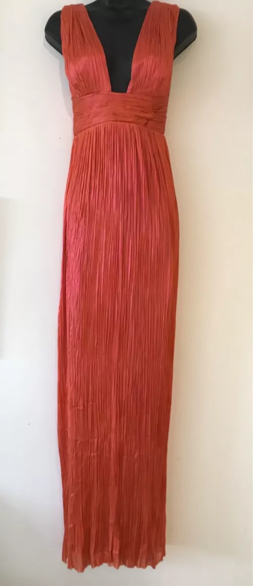 Maria Luisa Hohan Maxi Dress Orange Grenadine Silk Metallic