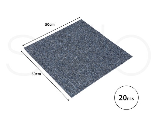 Marlow 20x Carpet Tiles Heavy Commercial Retail Office Flooring Blue 50X50cm - Picture 7 of 8
