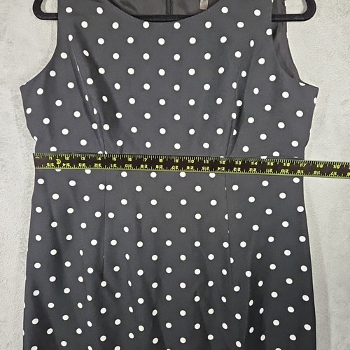 KASPER Women's Black,White Polka Dot Sleeveless A-Line Midi Dress Size 10 NWOT - Picture 5 of 15