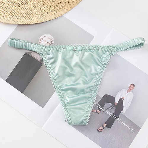 Sexy Damen-Slips Seide Satin Tanga Bikini Slip niedrige Taille Dessous Unterwäsche + - Bild 25 von 30