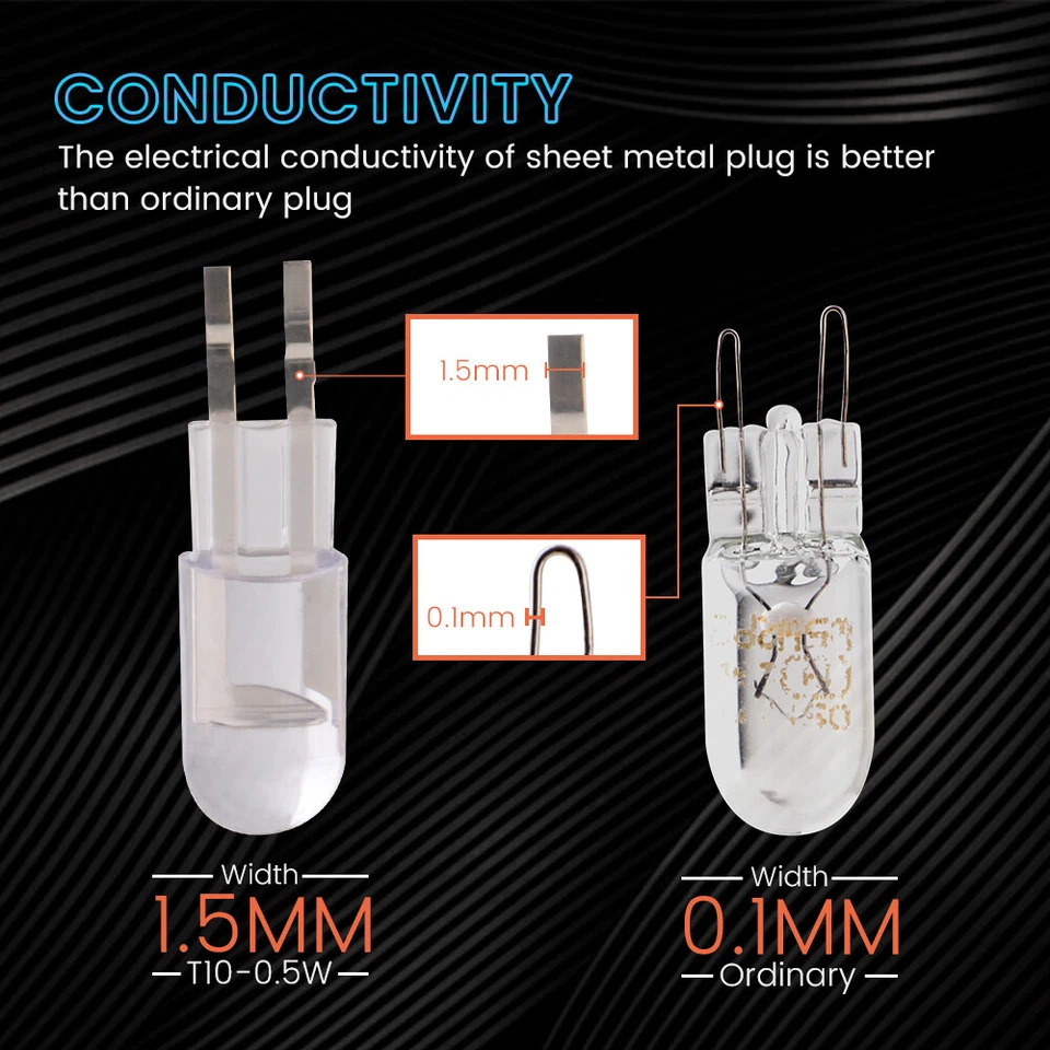 100Pcs T10 2825 168 194 F10 LED SMD 0.5W Interior Dome Map Trunk Light bulbs 12V - Image 4 of 4