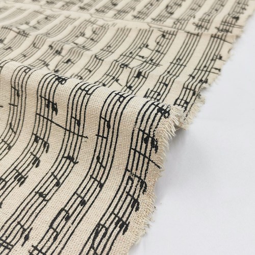 Music Staff Lines Black Notes Fabric Treble Clef Cotton Linen for Diy Art Decor - Picture 5 of 10