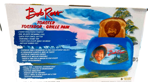 BOB ROSS TOASTER TOSTADOR GRILLE PAIN TOAST BOB ROSS IMAGE ON BREAD - Picture 2 of 4