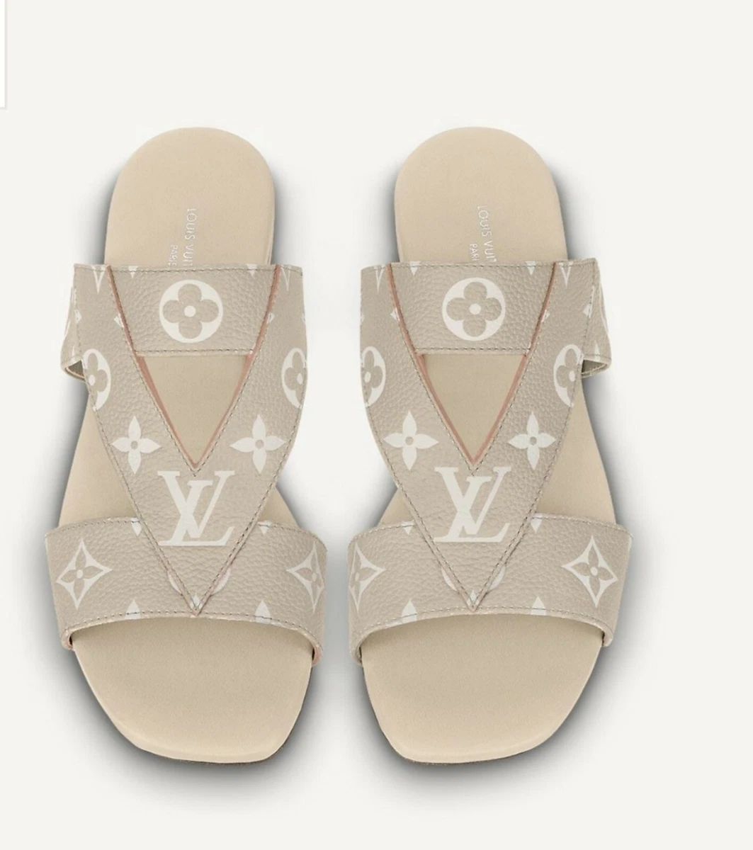 Louis Vuitton Monogram Embossed Leather Flat Slides