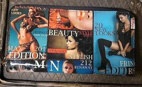 NEW Glossy Magazine Covers Tote Bag/Purse & Wallet Vogue w/ Fringe - Picture 6 of 10