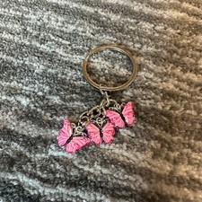 Enamel Keychain Butterfly Bag Charm Butterflies Key Fob Cute Kawaii Hot Pink New